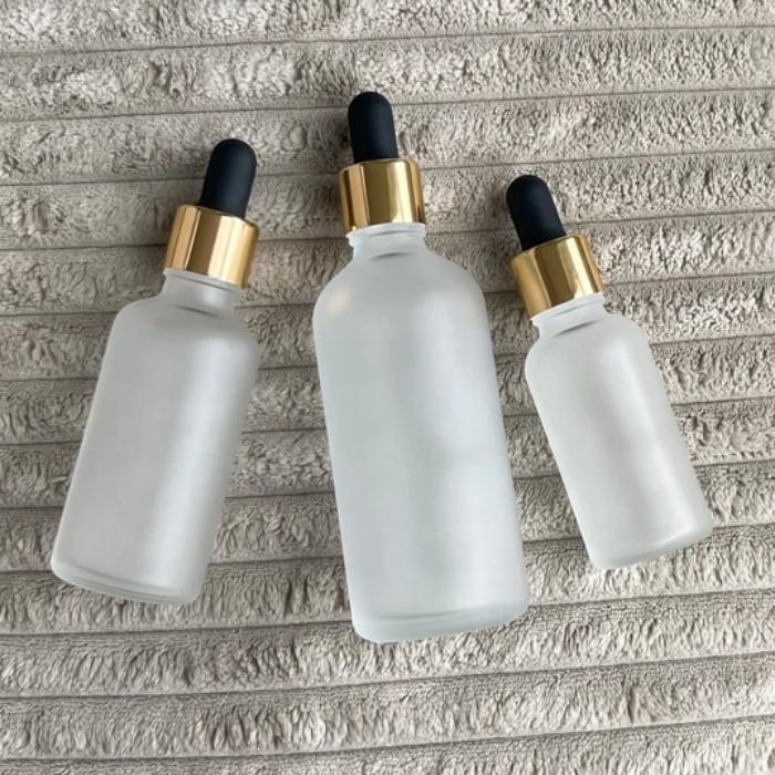 Custom 1oz 10ml 30ml 50ml 100ml Luxury Clear Matte Oil Glass Round Cosmetic Dropper Bottle 1/2 Oz 15ml