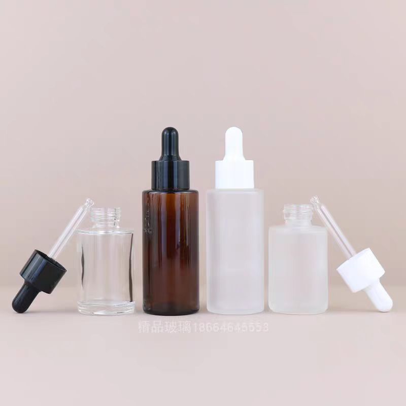 20 ml 30 ml 40 ml 50 ml 60 ml 80 ml 100 ml 120 ml Frosted Clear Cylinder Glass Bottle With White Smooth Glass Bullnose Dropper