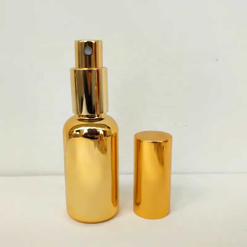 30ml 100ml 50ml Luxury Essential Oil Serum Gold Dropper Glass Bottle Electroplating