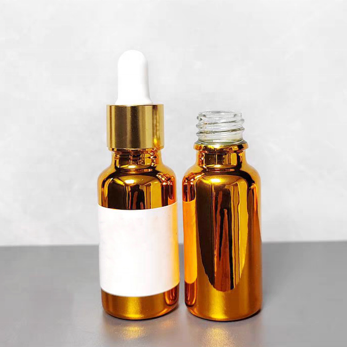 Electroplated Gold Essential Oil Bottle 5ml 10ml 20ml 30ml 50ml 100ml Small Gold Bottle Cosmetics Glass Dropper Bottle