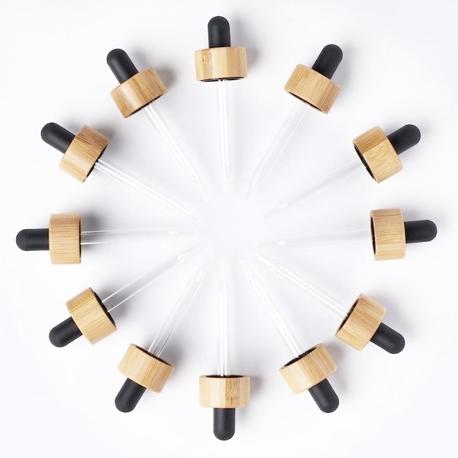 Matt Black Glass Bamboo Bottles 15ml 20ml 30ml 50ml 100ml Essential Oil Bottles Matte Black Wood Dropper Cosmetic Serum Use