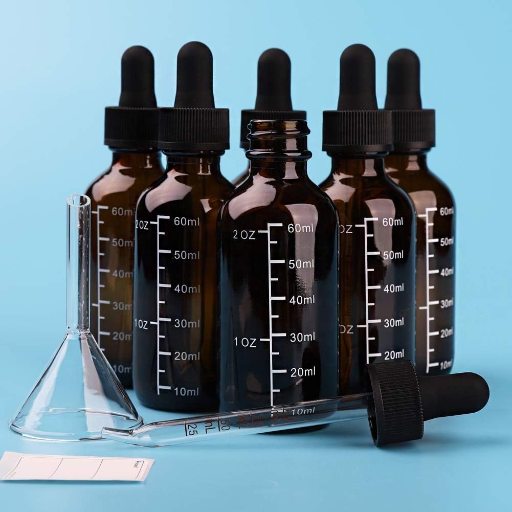 Custom Logo Glass Dropper Bottles With Scale Boston Round Design 10ml 20ml 30ml 50ml 100ml Sizes Polished Surface Carton Packing