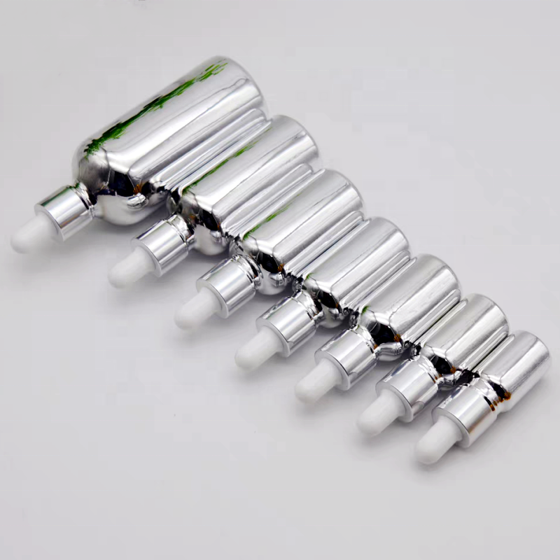 Luxury 5ml 10ml Electroplating Gold Silver Essential Oil Glass Bottle With Dropper Cap