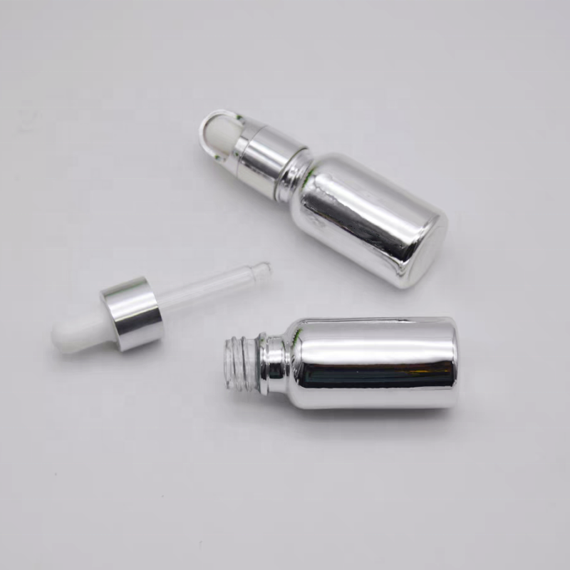 15ml 30ml Electroplate Bottle 0.5oz 1oz  Silver Glass Dropper Oil Dropper Bottle With Pipette