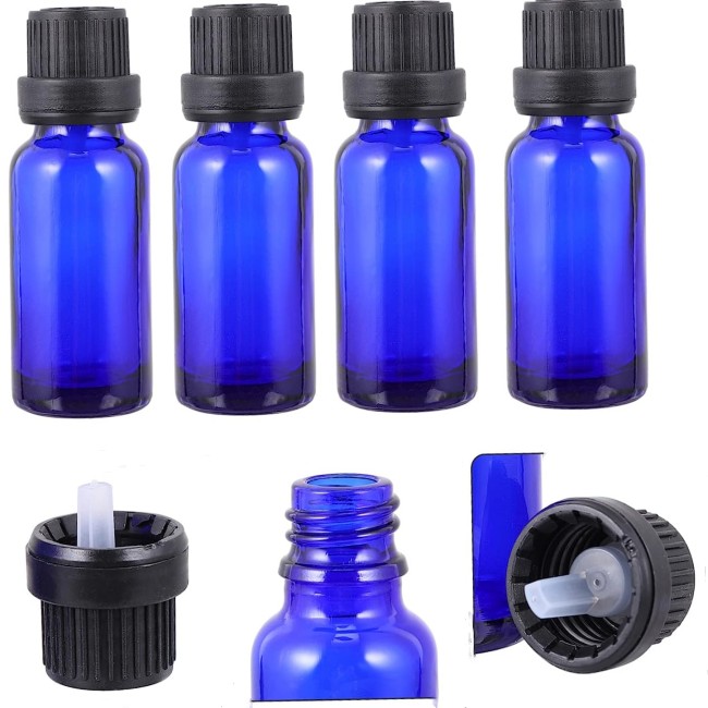 Thief-Proof Black Clear Blue Green Amber Frosted Glass Bottle Cap Insert Dropper 10ml Capacity Serum Oil Cosmetics Packaging