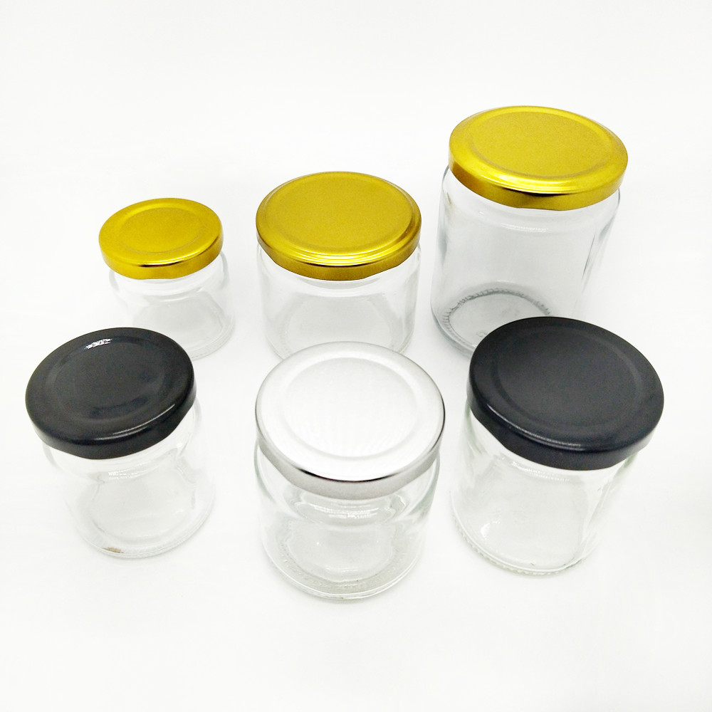 Clear Round Food Grade Seal Glass Storage Jar Jam Sauce Canned Pickle Honey Jars