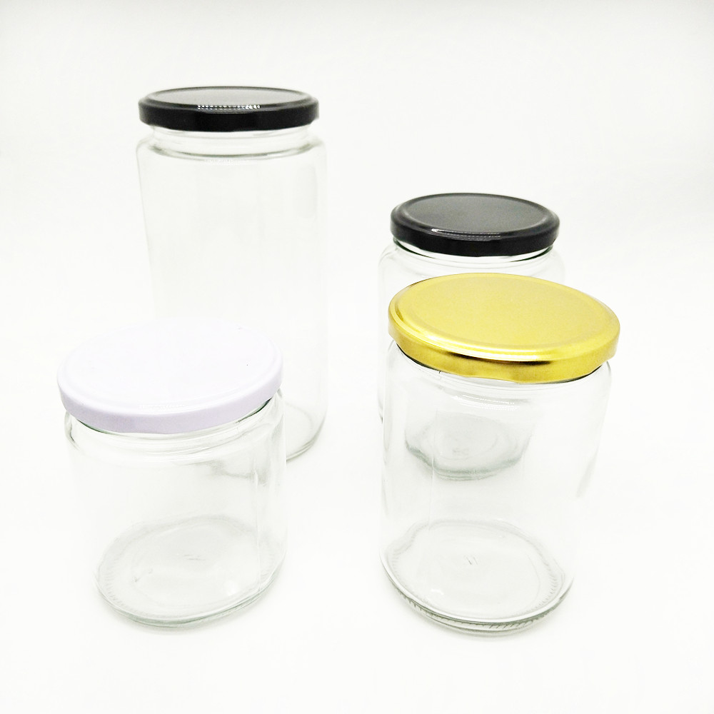 New Design 4oz 8oz 12oz 16oz 240ml 380ml 500ml Round Shape Food Packing Jar Glass Jar for Honey Jam Storage