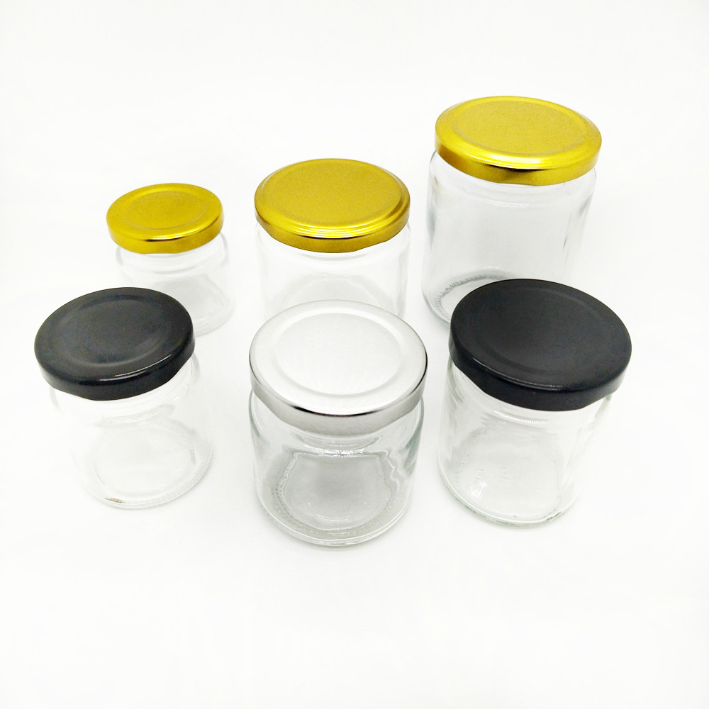 Wholesale 25ml - 1000ml Empty Round Airtight Hermetic Pickle Canned Jam Food Glass Container Storage Jar With Metal Lid