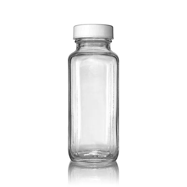 2oz 60ml 120ml 300ml 500ml Empty French Square Shot Glass Bottles for Fresh Juice With Plastic Lid