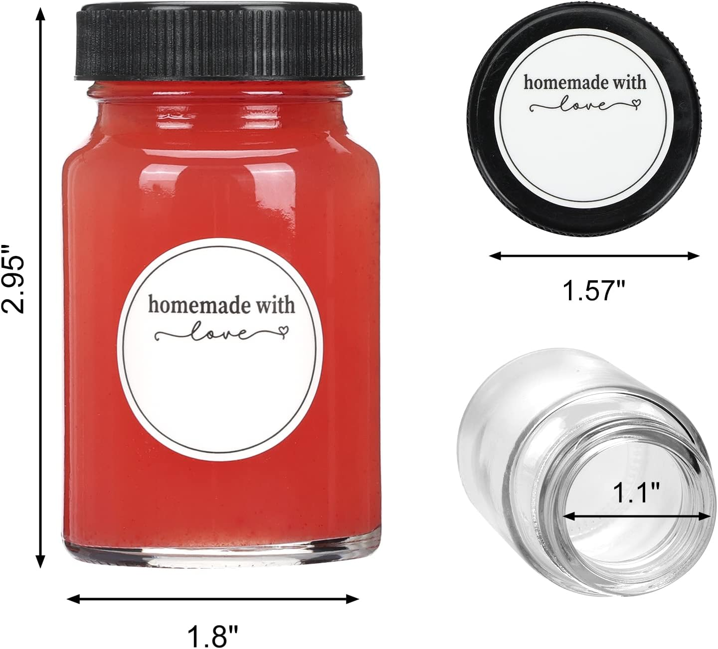 Small Glass Shots 2oz 60ml French Square Glass Juice Bottle With Plastic Screw Lid for Cold Pressed Juice Flavor Testing