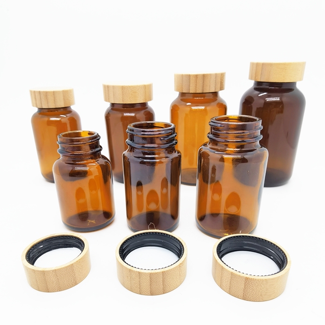 Empty Pharmaceutical 100cc 200cc 500cc Wide Mouth Amber Glass Bottles for Capsule Pill Tablet