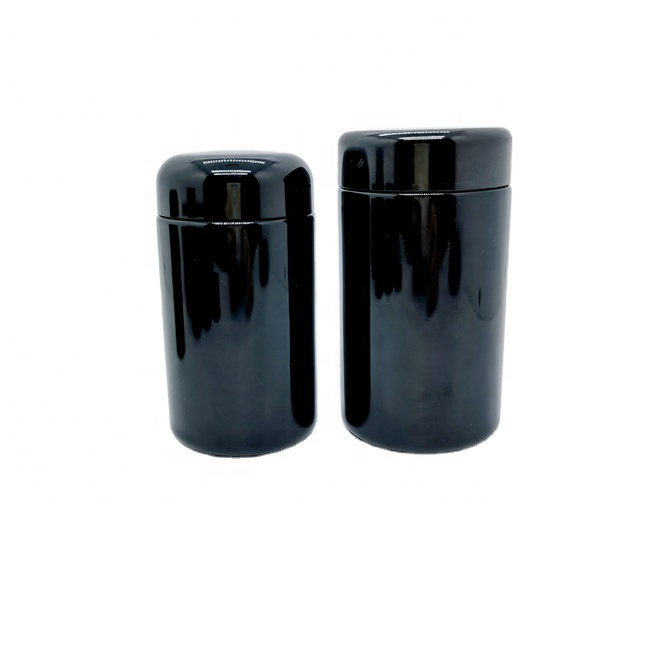 100ml 200ml 250ml 300ml  UV Violet Black Jar Screw Top Cap Dried Flower Cosmetic Glass Packaging Jars for Supplements Spices