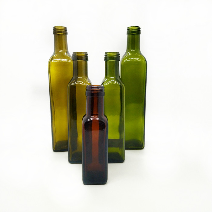 100ml 150ml 250ml 500ml 750ml 1000ml Clear Green Square Glass Olive Oil Bottle with Screw Cap