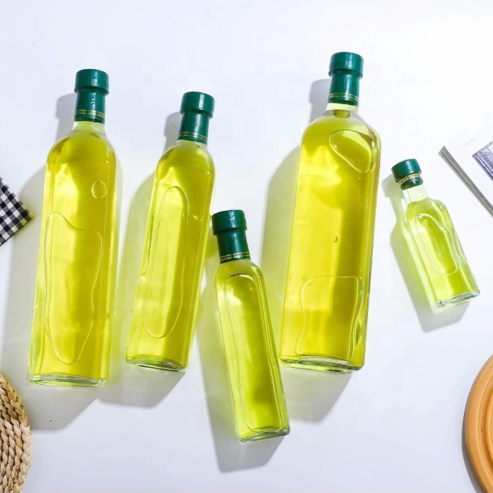 Factory Produced Wholesale Empty Clear Square Cooking Olive Oil Glass Bottle