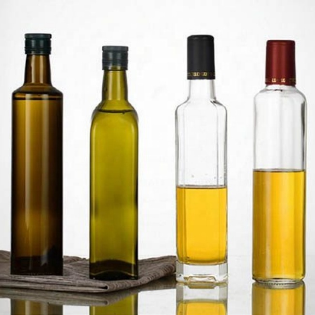 250ml 500ml 750ml 1L Empty Glass Olive Oil Cooking  Bottles round square Virgin Sauce Olive Oil  Bottle With Aluminum Caps