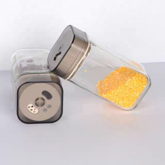 50ml 100ml 120ml Square BBQ Sprinkler Chili Cumin Pepper Salt Rotating Glass Spice Bottle Seasoning Jar