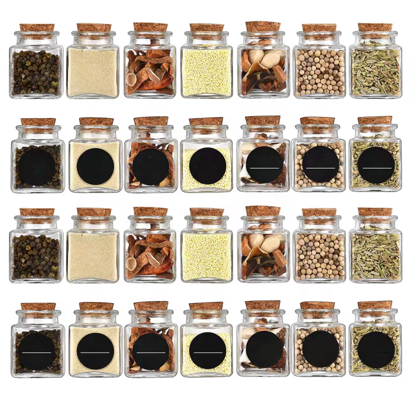 Mini Square Glass Bottle With Corks Stopper Clear Square Empty Glass Bottles 50ml Gift Honey Food Grade Seal Jars Vials
