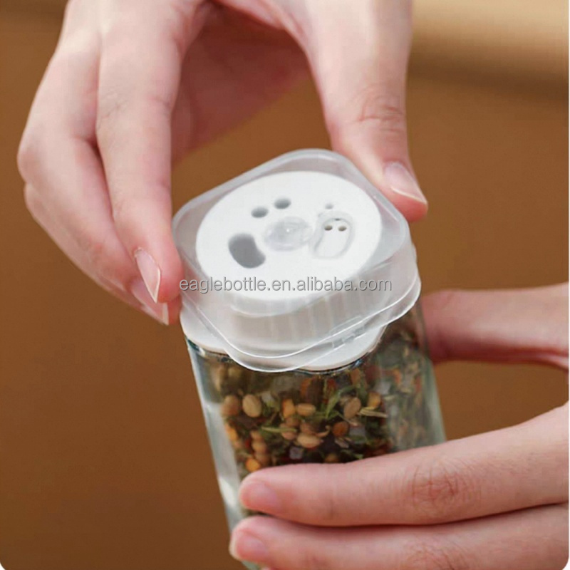Wholesale Stylish Magnetic square Plastic Small Spice Dispenser Jars Seasoning Condiment Container Bottles With Plastic Lid