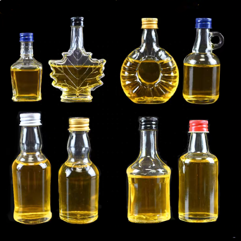 50 ml 100ml 200ml 250ml Glass Mini Liquor Bottles with Caps Small Glass Alcohol Bottles Reusable Empty Spirit Mini Wine Bottles