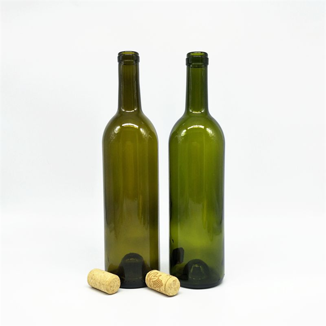 750ml Glass Bordeaux Wine Bottle Flat-Bottomed Cork Finish Wholesale Glass Bottle Glass Jar