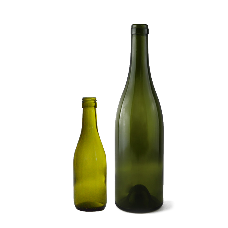 High Quality 750ml Antique Green Bordeaux Wine Glass Bottle With Cork Mouth