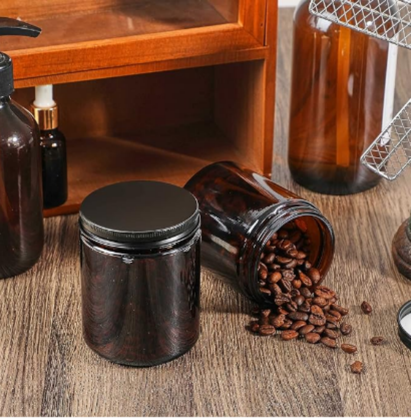 Ready to Ship Different Capacity 30g 60g 100g 120g Amber Round Shape Glass Cosmetics Jar Glass Jar for Candle