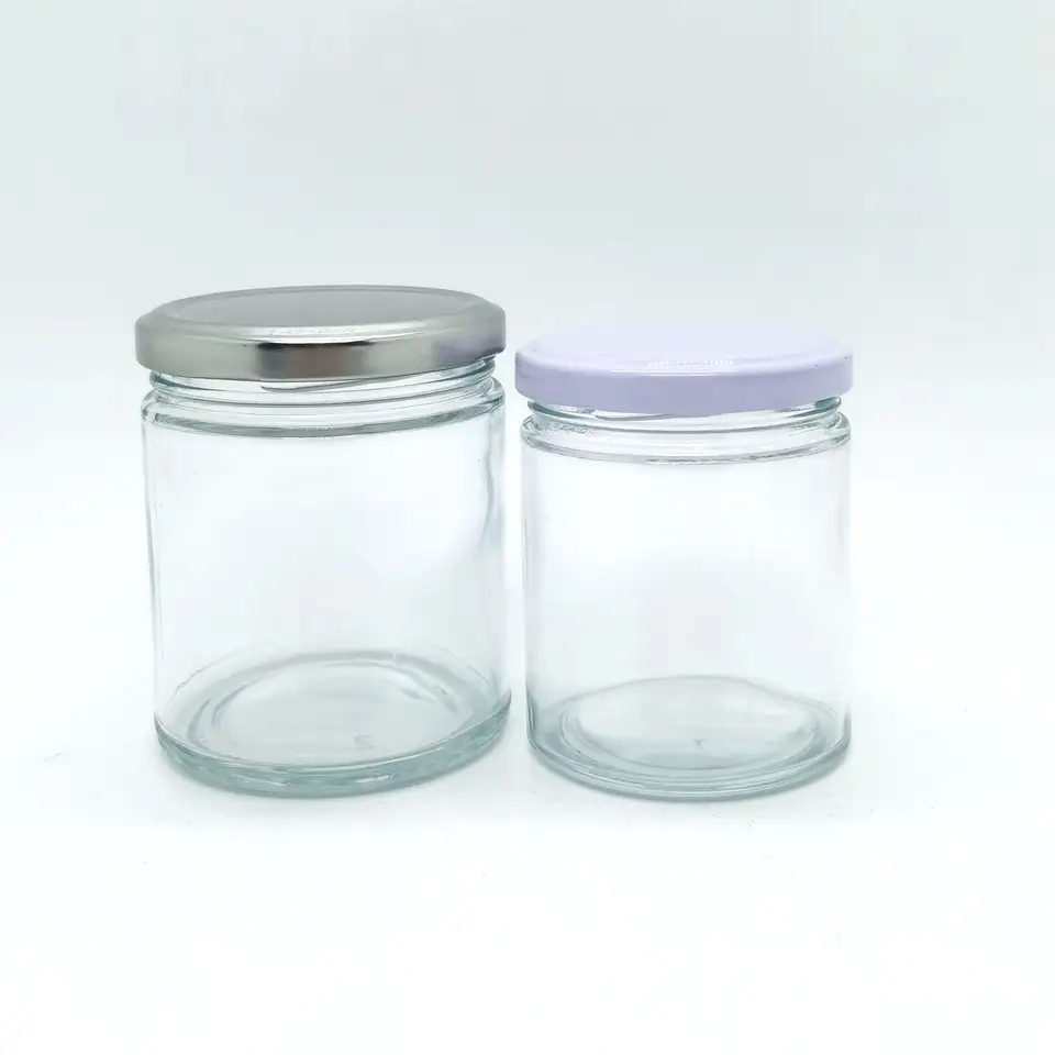 Most Popular Clear Amber 4oz Amber Glass Jar Straight Sided Cosmetic Candle Container With Gold Metal Continuous Thread Lid