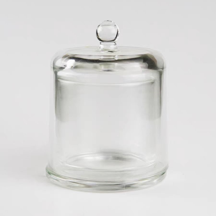 Wholesale Recyclable Customized Clear Empty Luxury Glass Candle Jars and Containers With Glass Lid