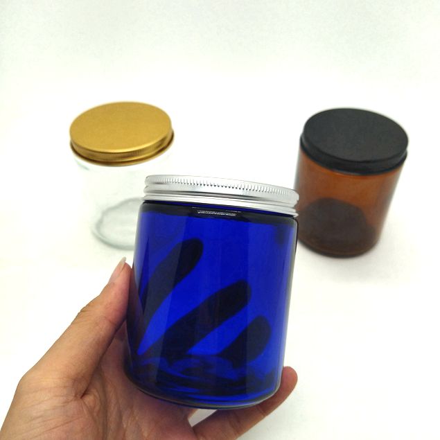 Hot Selling 8oz Straight Sided Amber Glass Cosmetic Jars for Body Butter Creams Stash Jars
