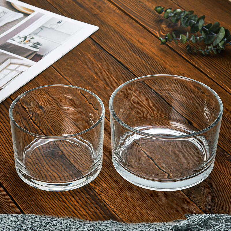 Wholesale Empty Cheap Round 4oz 12oz 16oz 24oz Clear Glass Candle Jars Vessels Containers for Candle Making