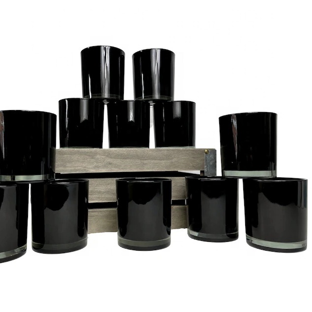 Luxury 4 oz 6oz 8oz Empty White Black Bulk Small Glass Candle Jars With Bamboo Lid, Empty Candle Jars Candle Containers