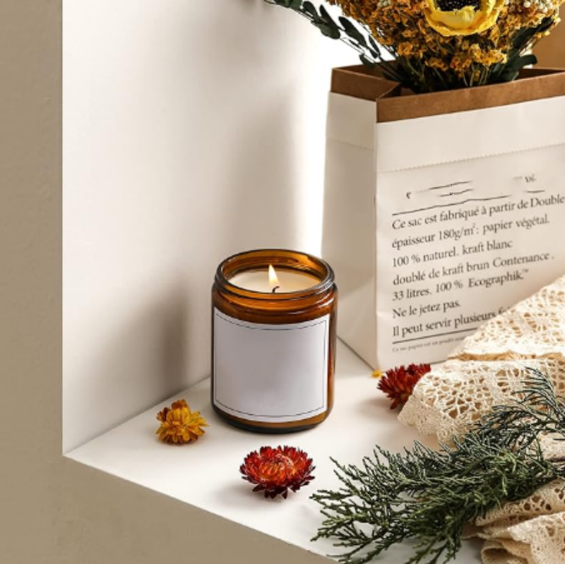 8 oz Amber Round Glass Candle Jars 4oz & 8oz Screw Lid Metal Cap Brown & Empty Jar lower  price