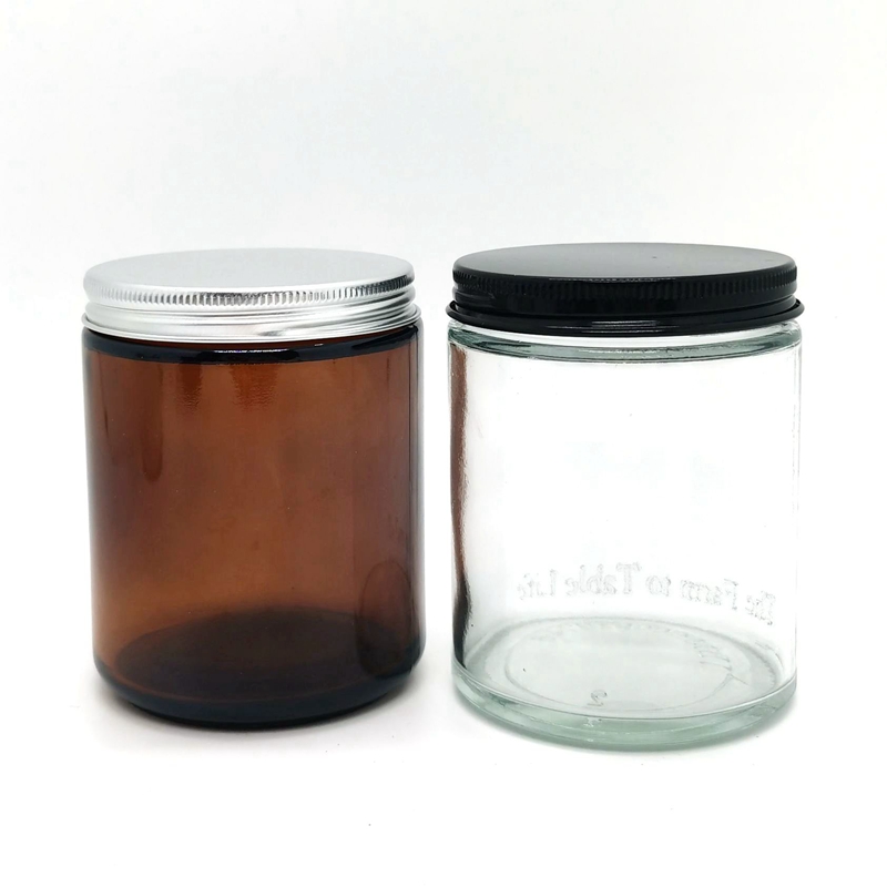 Wholesale Empty 8oz 250ml Candle Cups Black Brown Amber Frosted Clear Green Blue Cylinder Glass Candle Jar With Lid