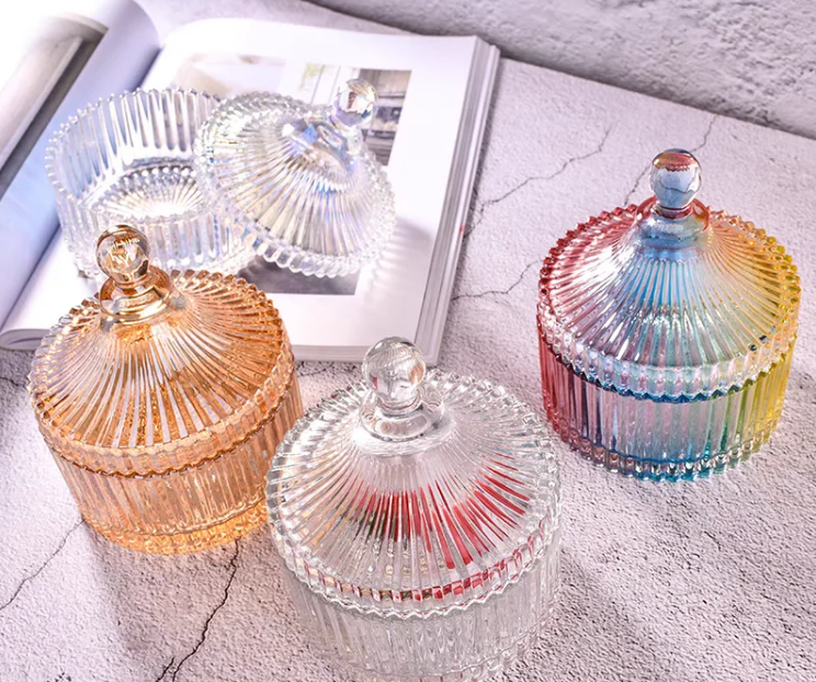 High Quality Glassware Kitchen Food Storage Jar Transparent Glass Container Sugar Bowl Food Glass Jar Candy Box With Lid