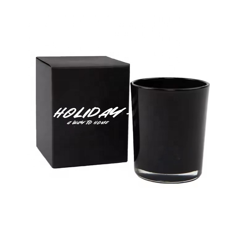 Luxury Empty Mini 6oz 8oz 10oz 14oz Custom White Black  Empty Candle Jars With Bamboo Wooden Lids