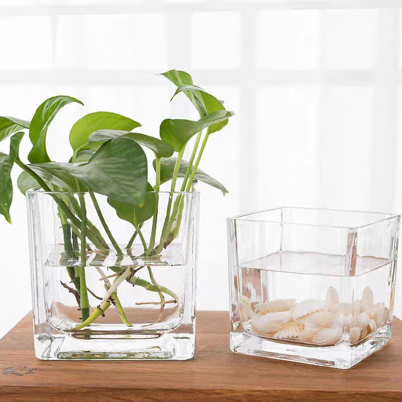 Wholesale Square Glass Candle Vessel Holder Decorated Modern Eco Friendly Straight Sided Scented Clear Square Candles Jars