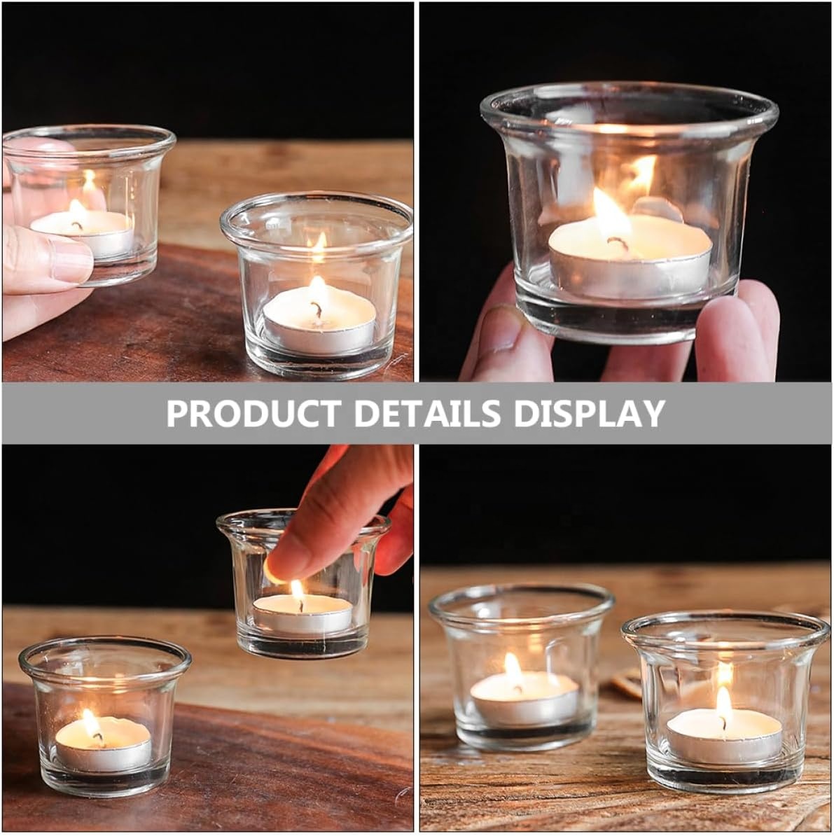 Decent Clear Glass Tealight Candle Holder Empty Cylinder Jar With Wholesale Option Metal Stand Set of 12 for Home Decor