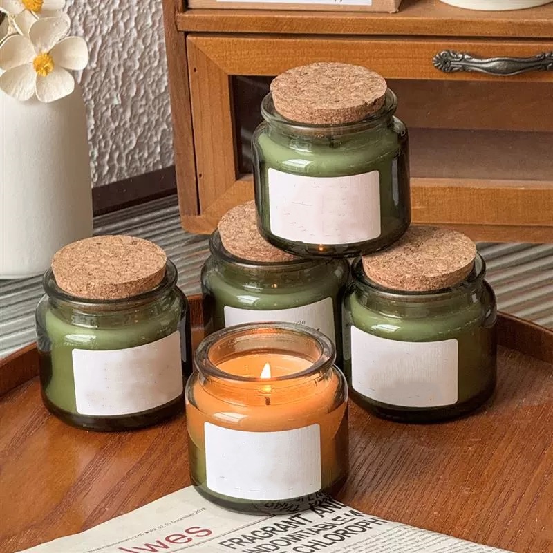 Hot Sale Unique Modern Luxury Gift Empty Scented Candle Glass Jar With Cork Lid