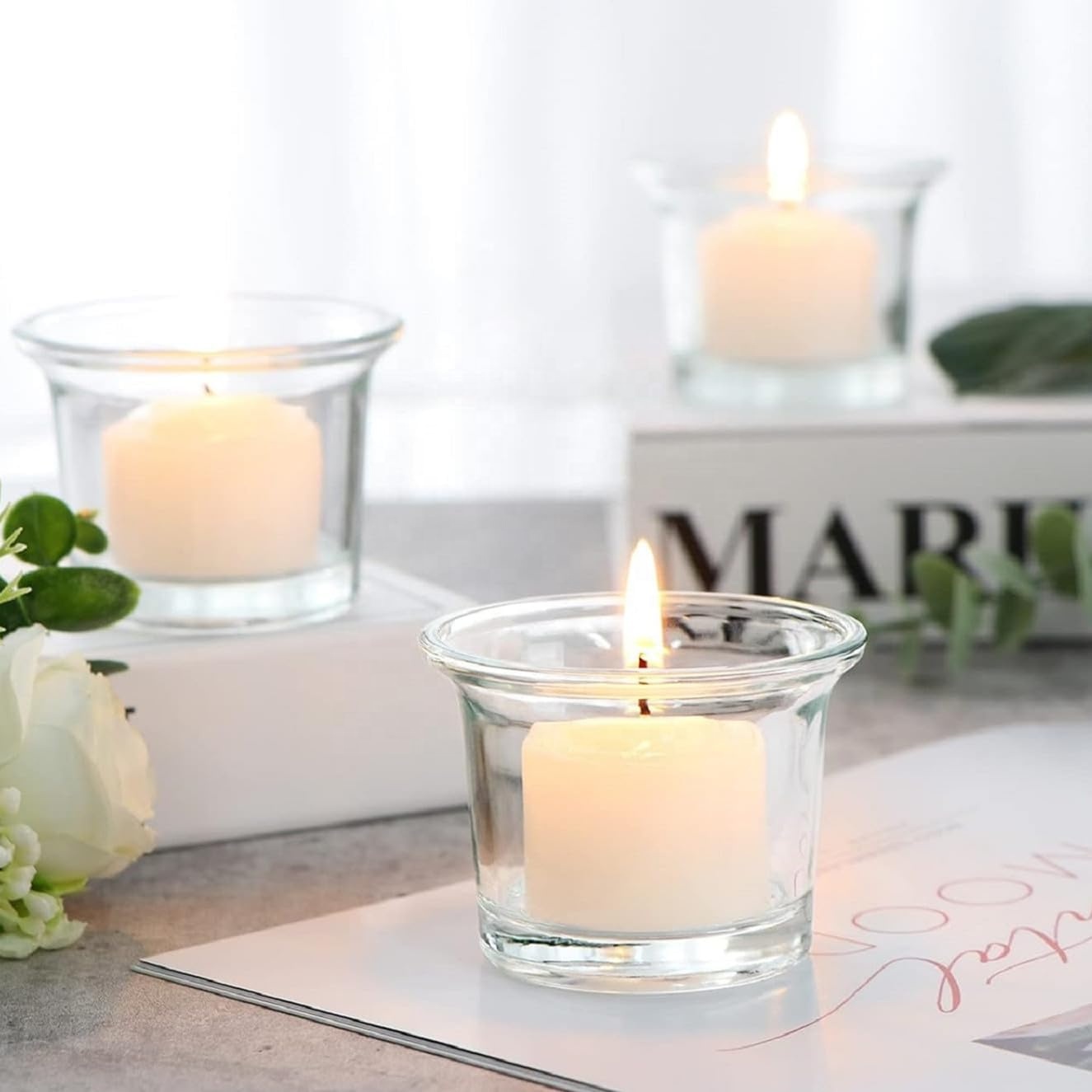 Luxury Factory Glass Votive Candle Holder Cylinder Cover With Offset Printing for Home Use or Decorative Condominums Container
