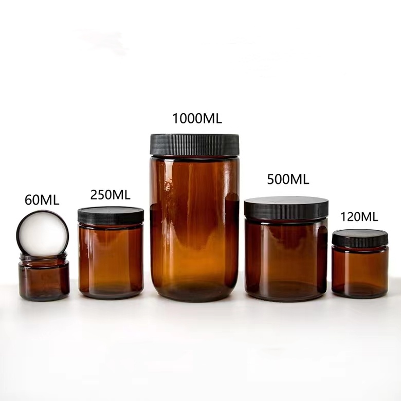 Wholesale 4oz 16oz Recyclable Amber Glass Candle Jars Scented Candle Making Glass Jar Round Candle Containers With Lid