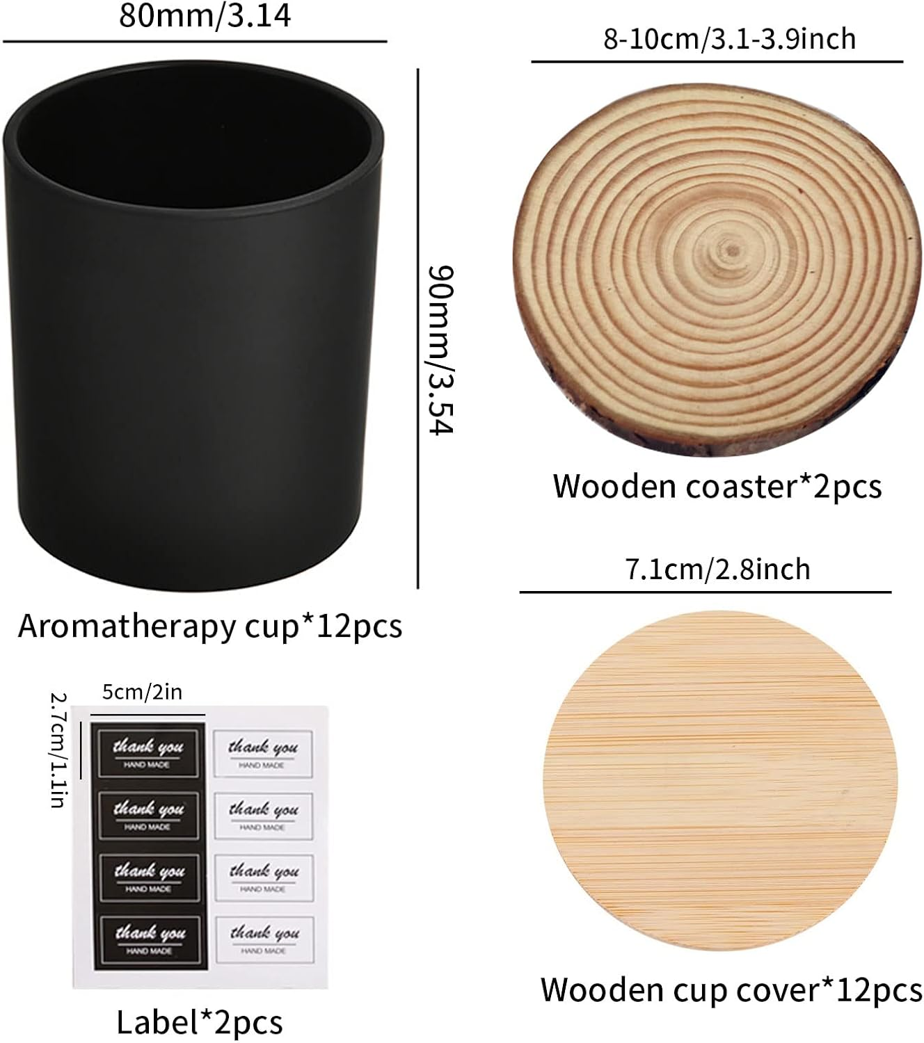 Custom 8 Oz 10 Oz 14 Oz Luxury Empty Container Matte Black Glass Candle Jar With Lid and Box for Candle Making