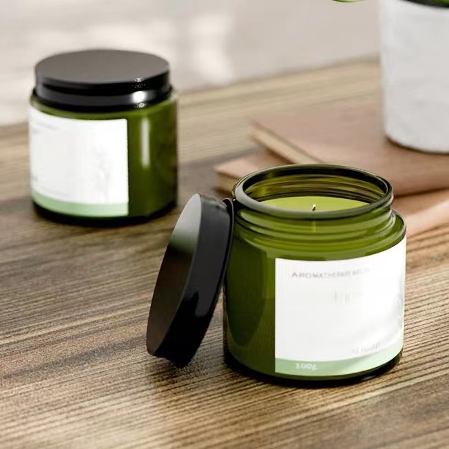 Luxury Wholesale 50ml 100ml 200ml Green Creative Modern Fancy Candle Holders Lanterns and Candle Jars