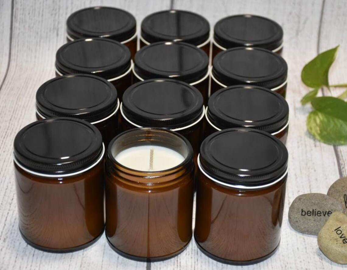 250ml 500ml Amber Round Shape Empty Screw Neck Candle Glass Jar With Aluminum Lid