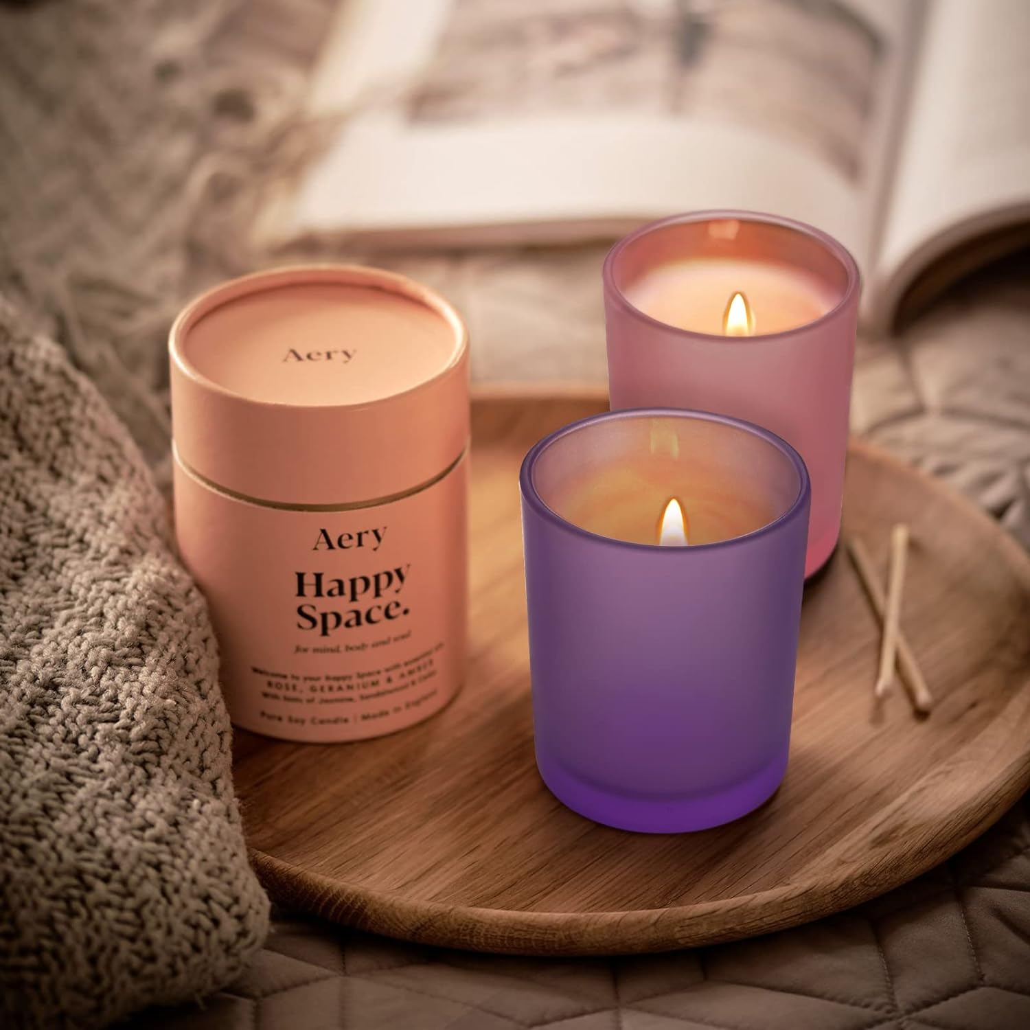 Luxury Wholesale 200ml 300ml 375ml Custom Color Frosting Glass Candle Jars With Bamboo Wooden Lid