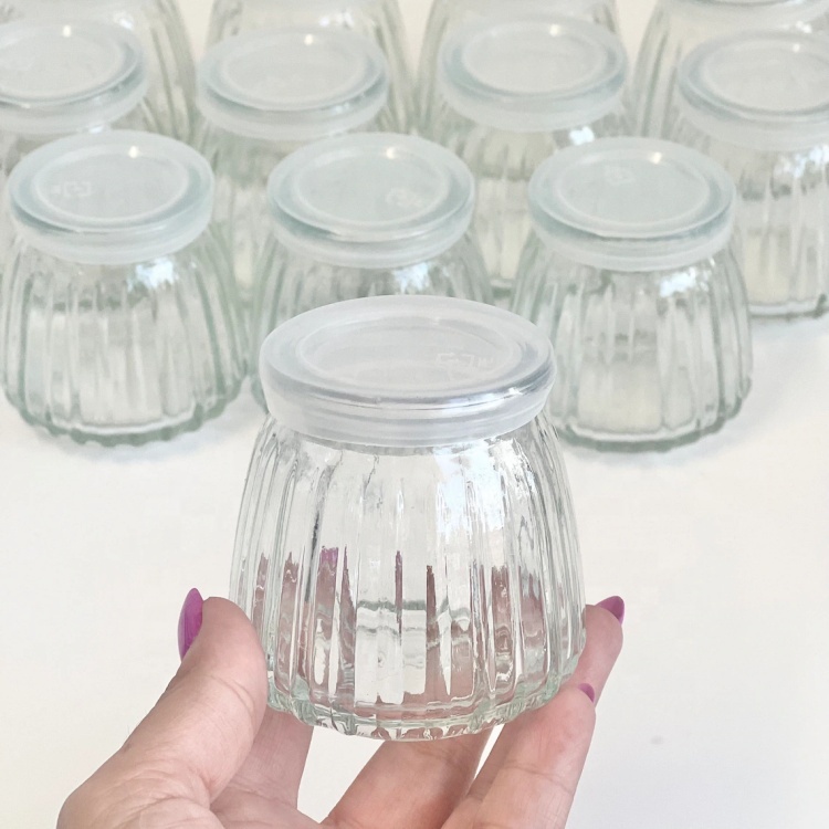 4 oz clear Candle Jars Glass Pudding Glass Bottle With Plastic Lid for Home Decor