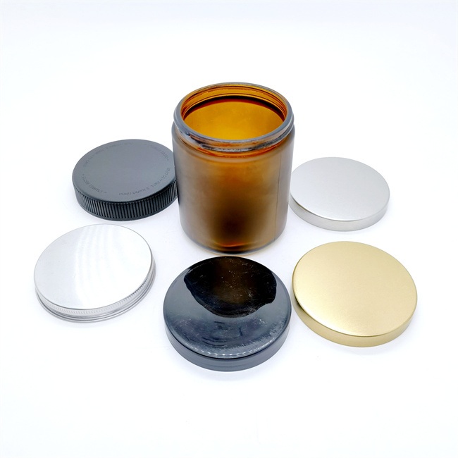 Empty 250ml Glass Candle Making Jars 4 oz 8 oz Round Glass Jars With Black Lids 8oz Amber Candle Jars