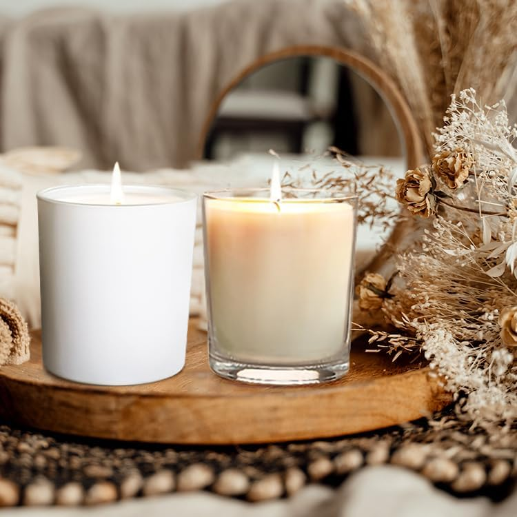 6 Oz 7oz Frosted Colored Glass Candle Jars and Cup With Airtight Bamboo Lids for Making Candles Bulk