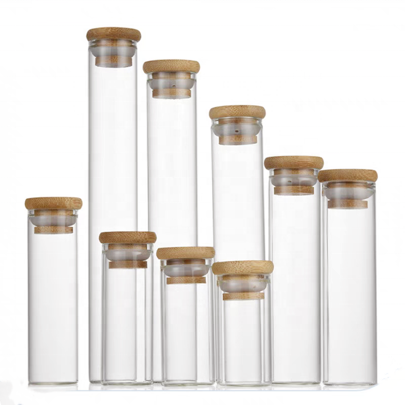 Wooden Stopper Glass Tube Vials Various Sizes Wishing Glass Bottle Glass Jars With Cork Lids for Kitchen Food Storage Containers