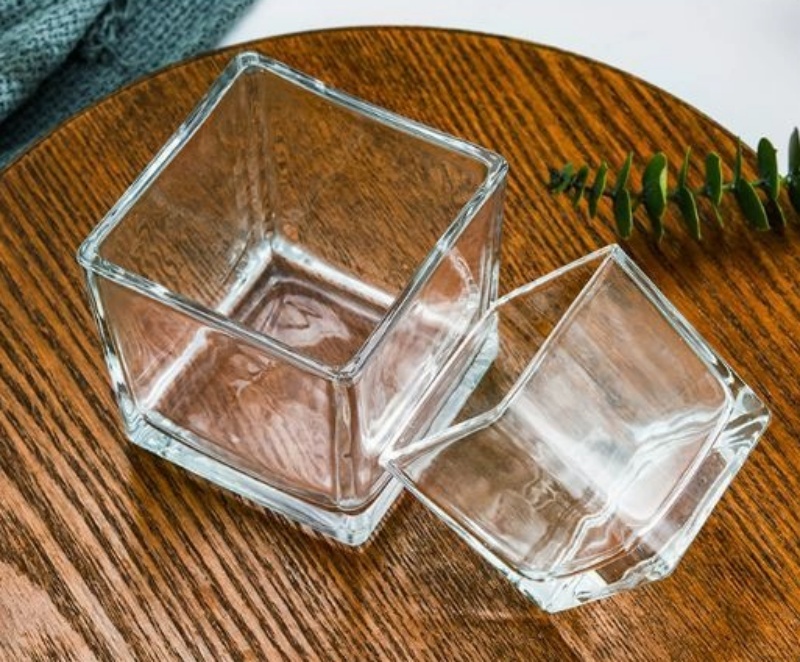 Square Transparent Iridescent 4oz/5oz/6oz/10oz Clear Square Candlesticker