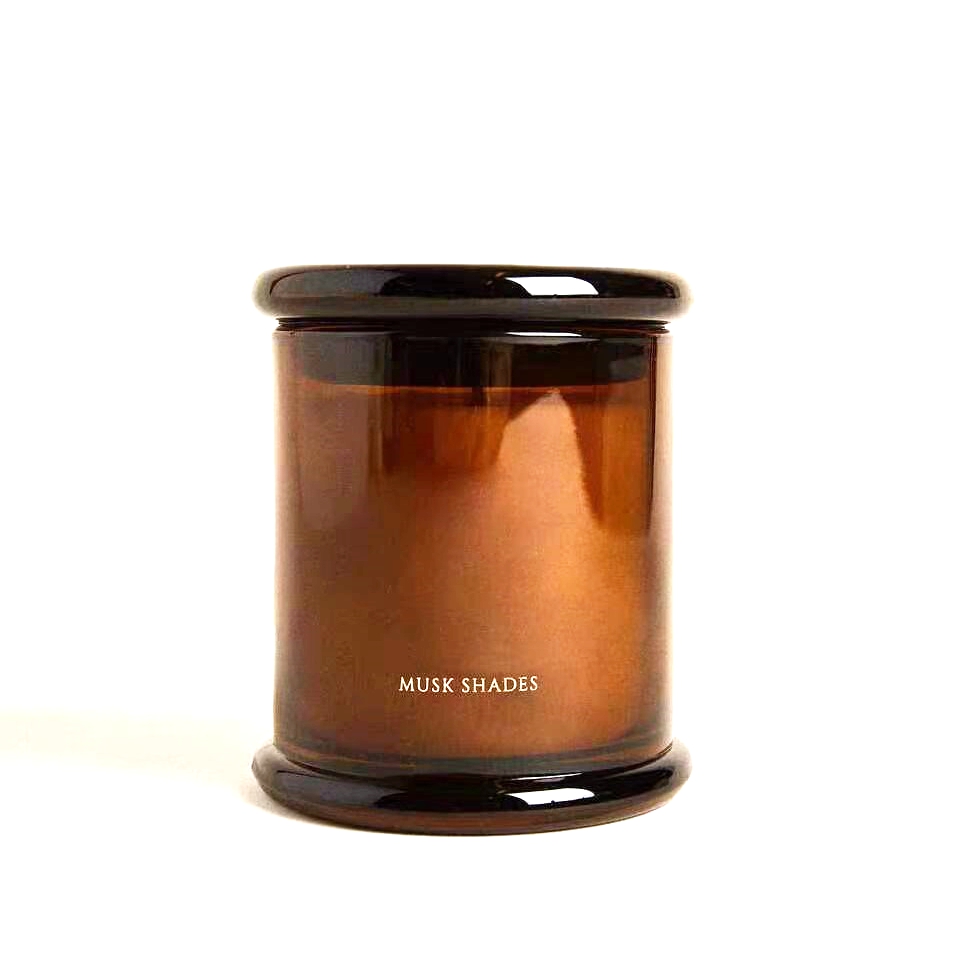 Custom Luxury Candle Vessels Unique Black Empty Glass Candle Jars 4.5oz 12oz 23oz Candle Jars With Lids